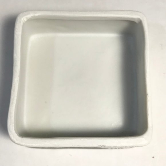 Vintage Ceramic Snowman Snowflake Christmas Trinket Box Jewelry Blue WhiteSilver - Picture 11 of 16